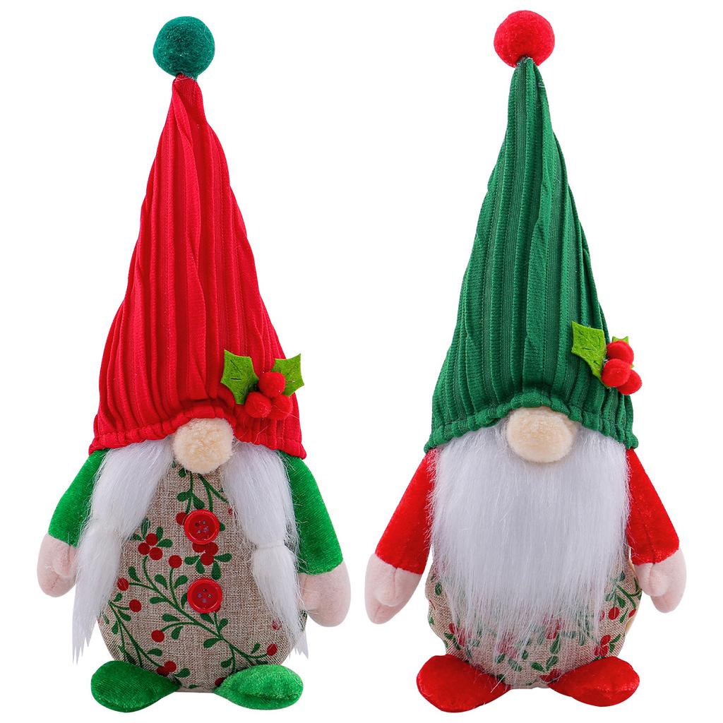 Cute Cherry Faceless Doll Creative Red And Green Hooded Dwarf Standing Old Man Doll Desktop Decoration