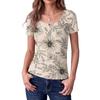 Women Slim Fit Short Sleeve Top Square Neck Vintage Floral Print Ribbed Knit Stretchy T-Shirt Casual Summer Blouse