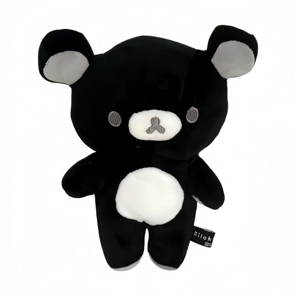 Black White Bear Rilakkuma Plush Toy Doll With Soft Furry Cartoon Cute Button Belly Design For Fans Collection And Daily Use