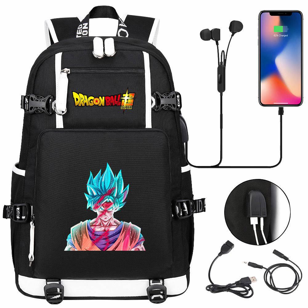 Vegeta Sun Wukong Dragon Ball Ultra USB Headphones Teen Student School Bag Men's and Women's Leisure Travel Backpack