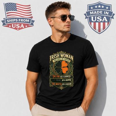 Irish Woman Witch Lioness Hippie Graphic T-Shirt Celtic Quote