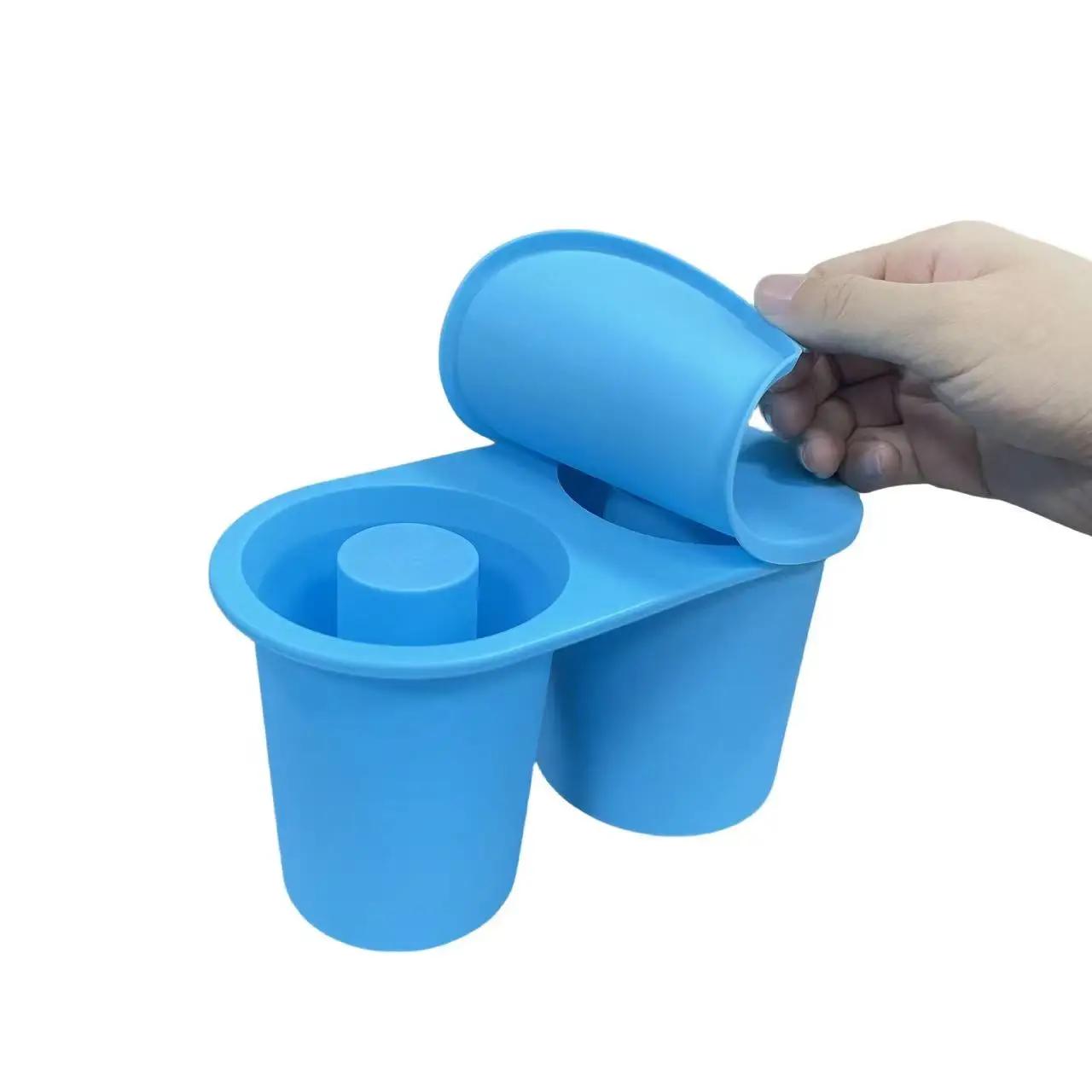 

Ice Cube Tray for Stanley Cup Silicone With Lid for Making 2 Hollow Cylinder Ice Cube Molds for Chilling Cocktails Whiskey Drink небесно-голубой