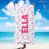 Personalisierte Blumen Strandtücher Mädelsausflug Individuelles Herz Welle Strandtuch mit Namen Sommerurlaub Ferien Pool Camp Geschenk
