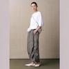 Retro Linen Plaid Pleated Casual Pants