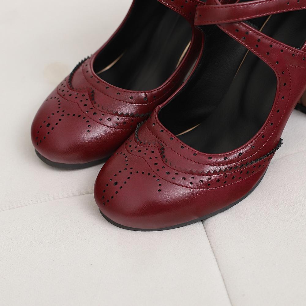 Scarpe Décolleté Donna Mature Punta Tonda Tacco Largo Alto Scarpe Eleganti Taglie Forti 46 50