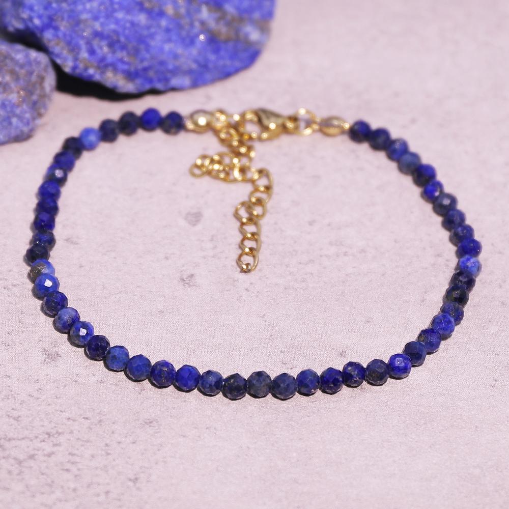 1pcs Hot-selling Natural Stone Crystal Lapis Lazuli Faceted Single-layer Beaded Bracelet