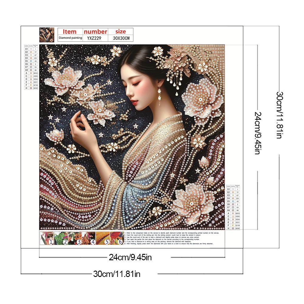 DIY Special Shape Crystal Partial Diamond Painting Kit Decor30x30cm Girl 5D