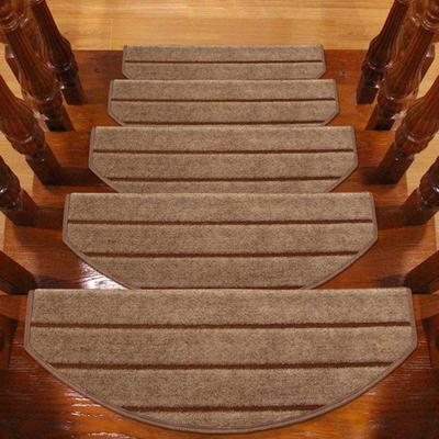 3Pcs / 5Pcs Stairs Mat Anti-dust Non-slip Flannel Indoor Family Bullnose Carpet for Home