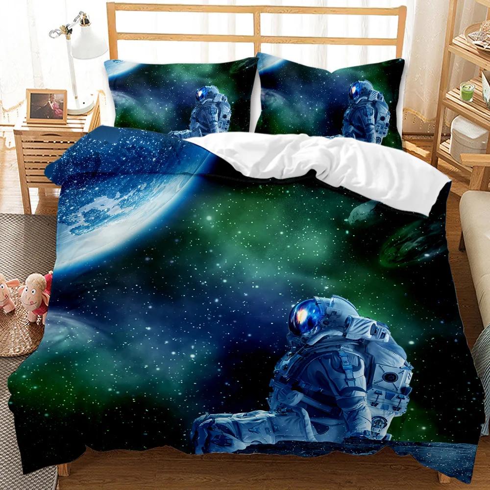 Spaceship Duvet Cover Set Spaceship Travel Through The Galaxy Space Bedding Set Pillowcase Queen King Size Polyester Qulit Cover