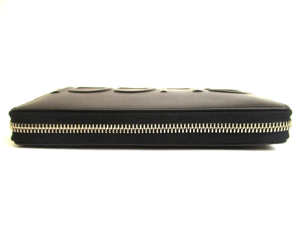Authentic GUCCI Moon Logo Black Leather Round Zip Long Wallet #a854  Seller Refurbished