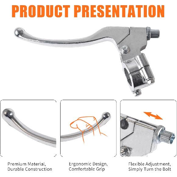 Silver Left Brake Handle Clutch Lever Perch For 98Cc 196Cc 6.5HP 5.5Hp Coleman CT200U BT200X Trail 200 CC100X CT100U Baja Motovox Mini Bike