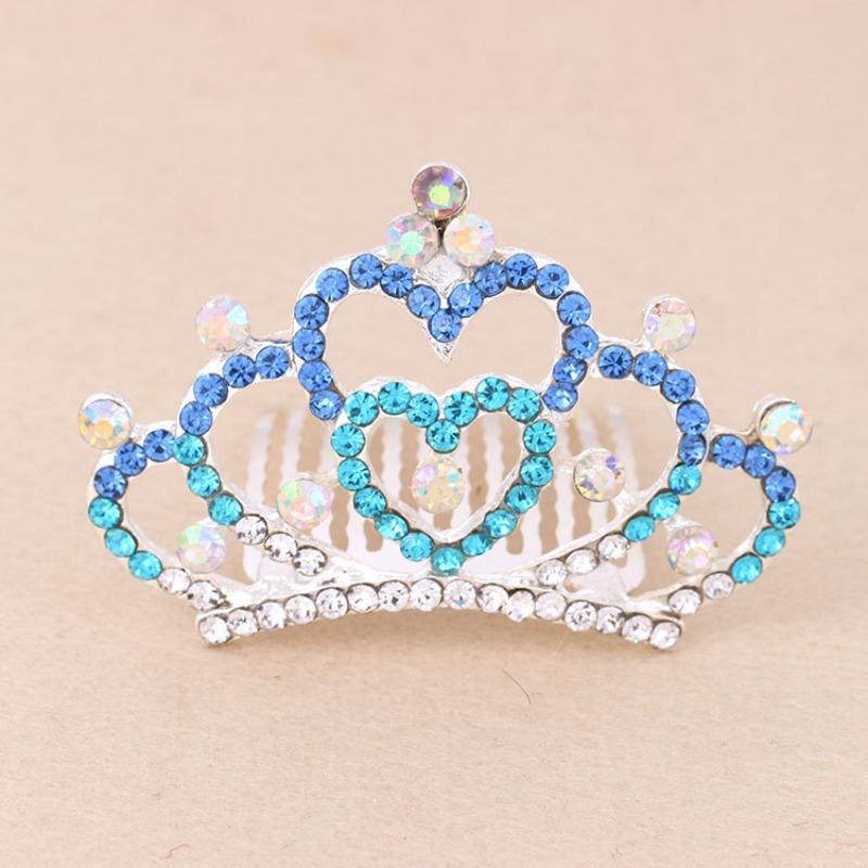 Korean-Style Rhinestone Kids' Crown Hair Comb - Cute Tiara Hair Clip for Girls, Sparkly Headpiece Perfect for Dance Performances