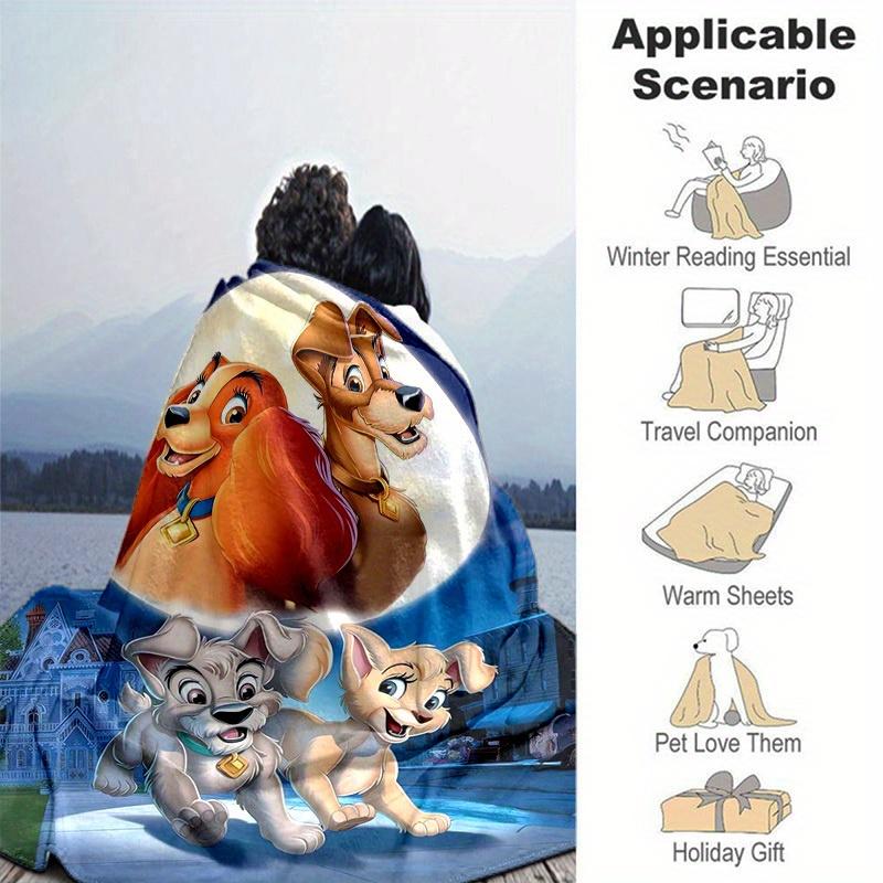 1pc, Lady & The Tramp Throw Blanket Soft & Cozy Home Decor for Couch, Bed, Car, Travel, Camping, Office Nap Perfect Gift for Lady