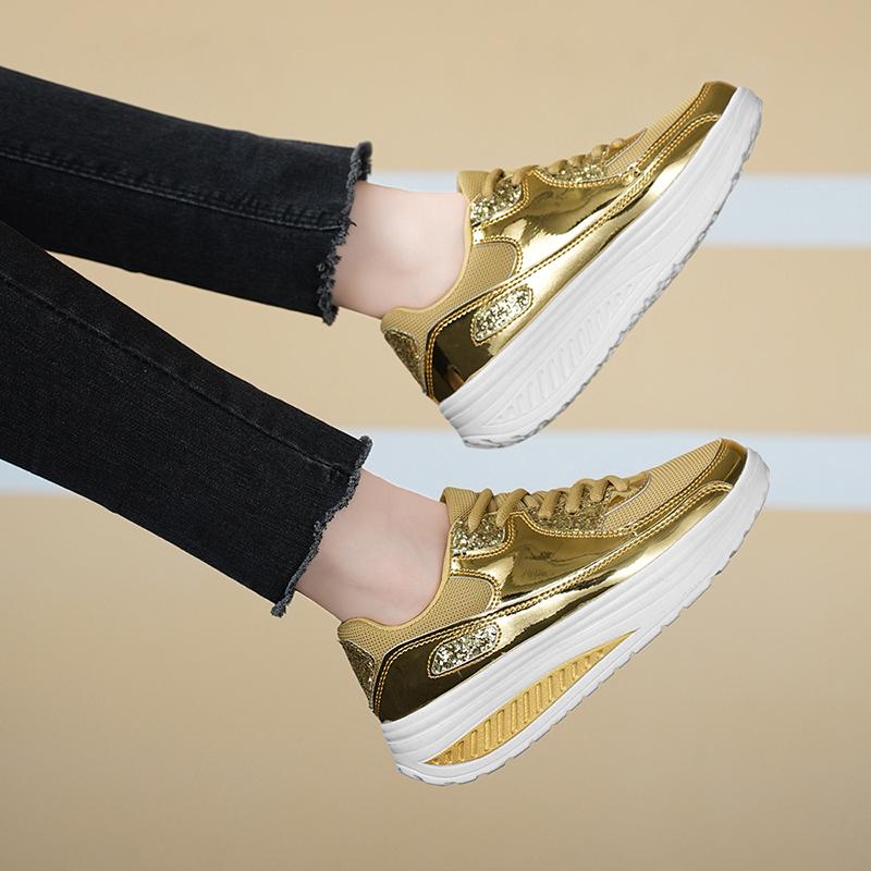 Women’s Sneakers Casual Outdoor School Student Shoes Lightweight for Girls Sneakers Silver Gold Plus Size