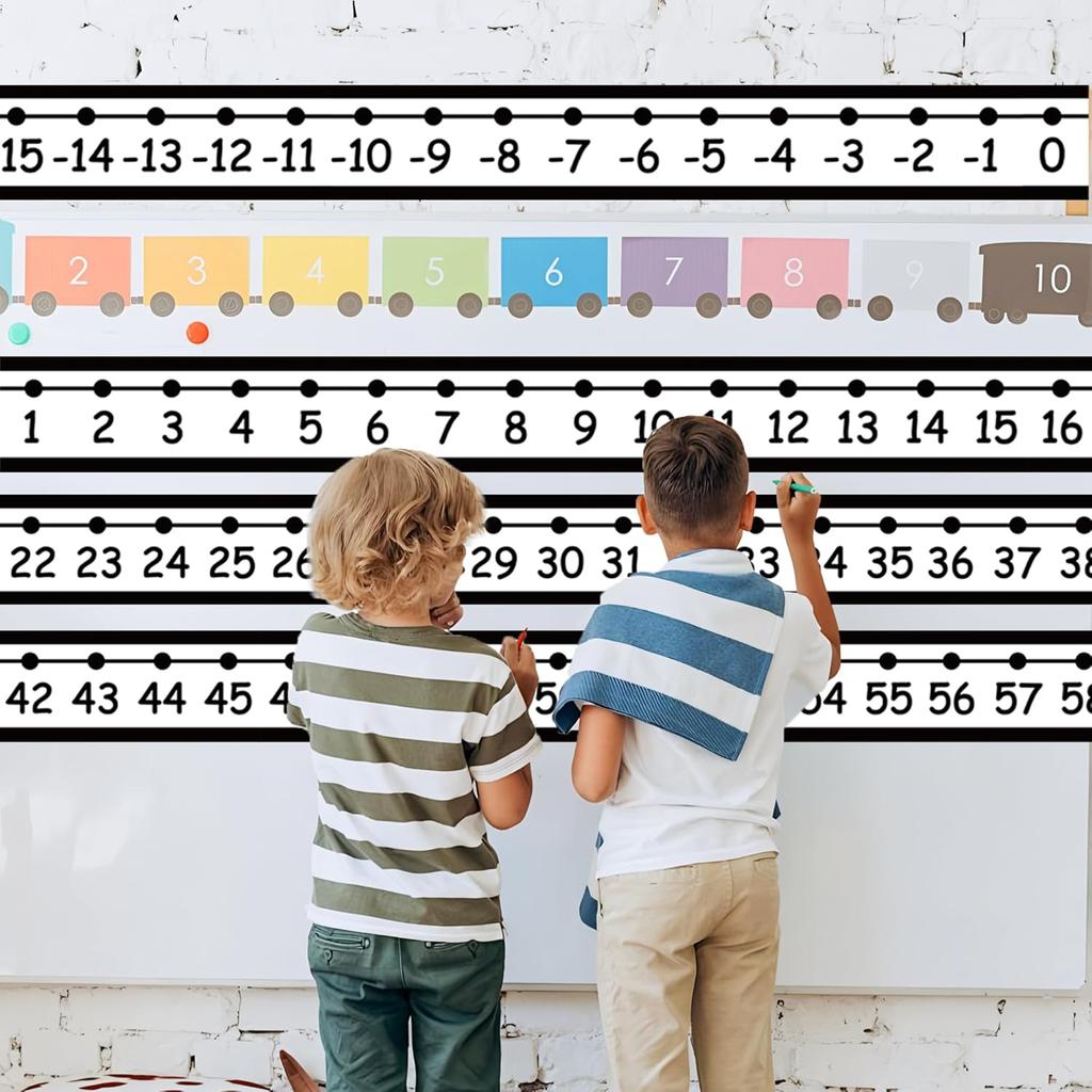 29 PCS Number Line for Classroom Wall Number Line Bulletin Board Border Set -20 to 120 Numbers Lines Classroom Wall Decor Black White Math Poster for