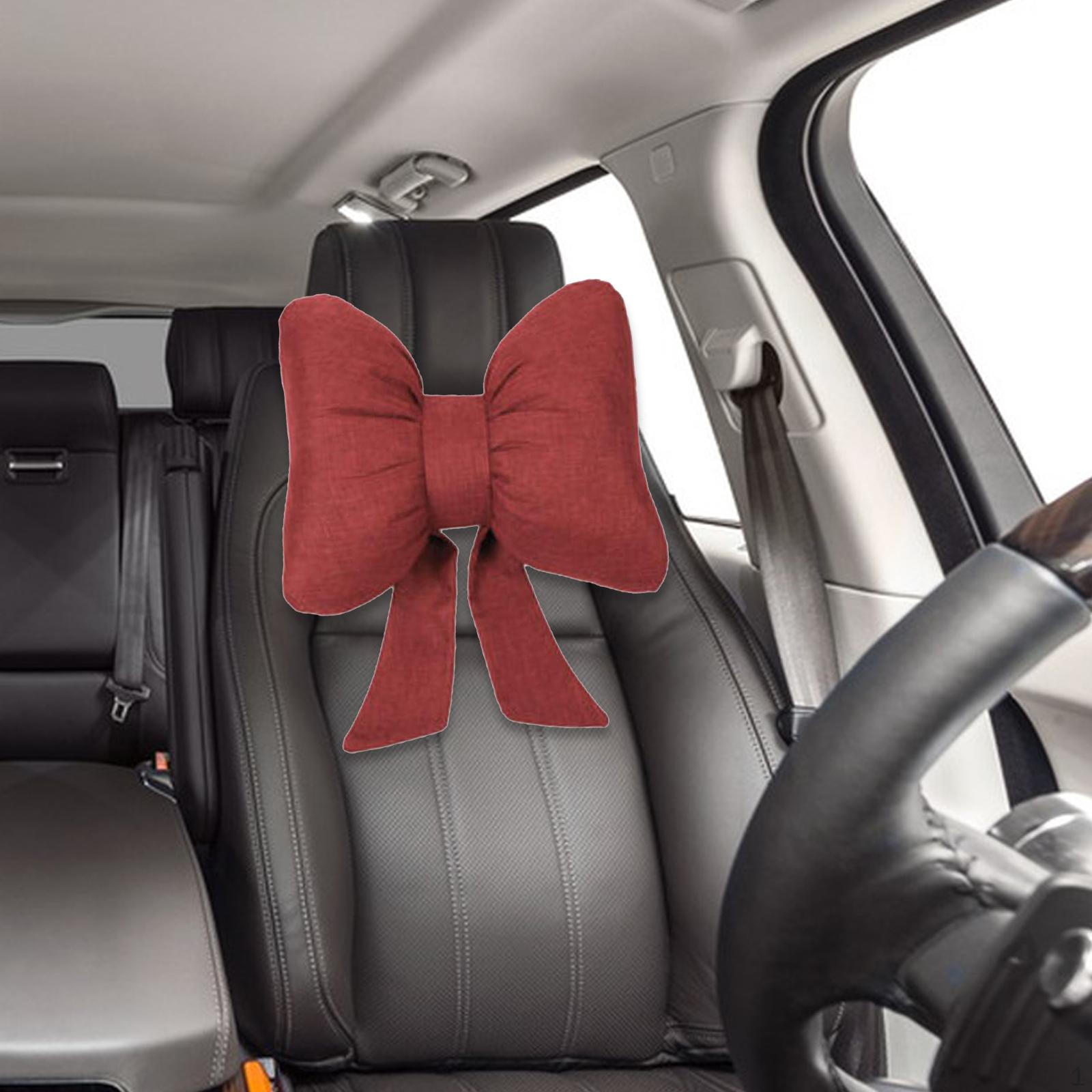 

Подушка для шеи в виде банта в машину, подголовник с бантом, льняной материал, мягкая для дома и офиса, стильная подушка красный