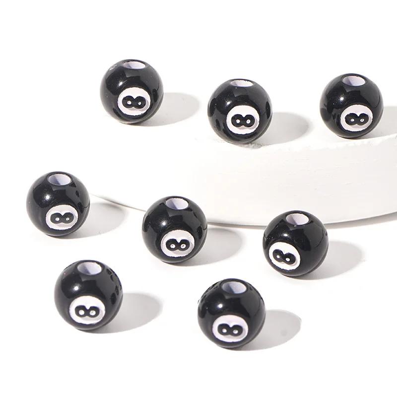 

Z37 50pcs Fun Cartoon Billiard Design Black Beads Jewelry DIY Handmade Bracelet Earrings Key Chain Accessories Fashion Material 11mm(50pcs)