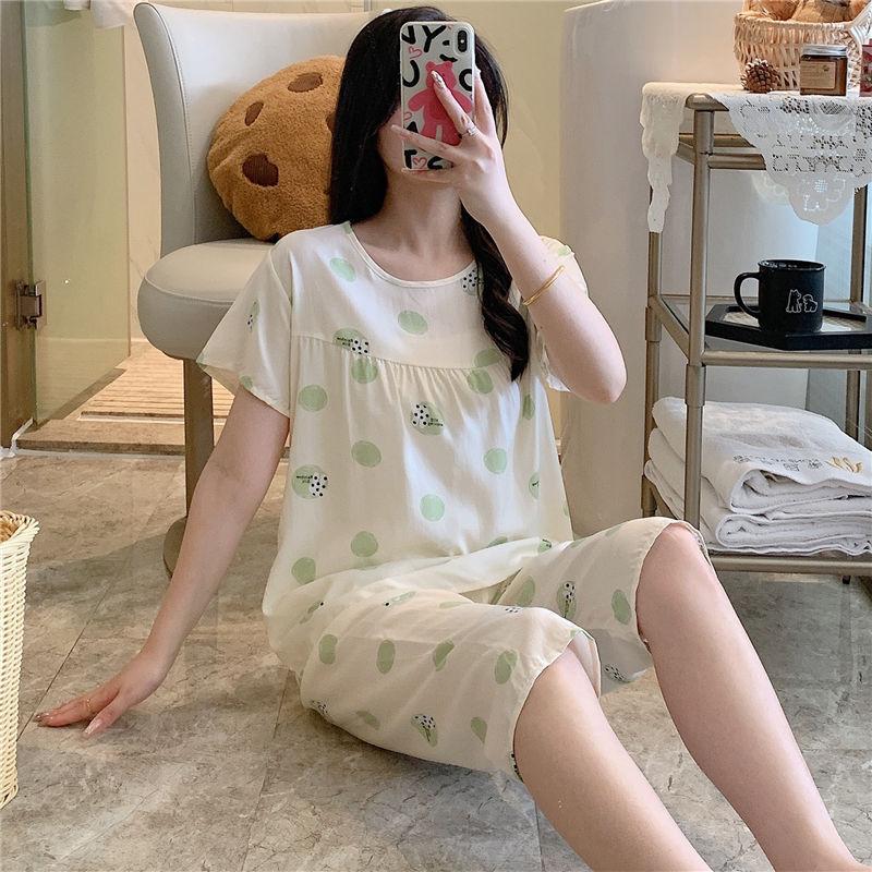 1011 Spring and Autumn Short Sleeve New Printed Pajama Set Summer Thin Sweet Floral Loose Loungewear