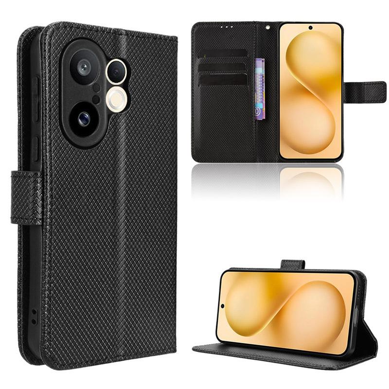 Plain Leather Flip Wallet Case For Vivo X200 FE 5G Magnetic Book Cover Holder Capa Coque Fundas Shell