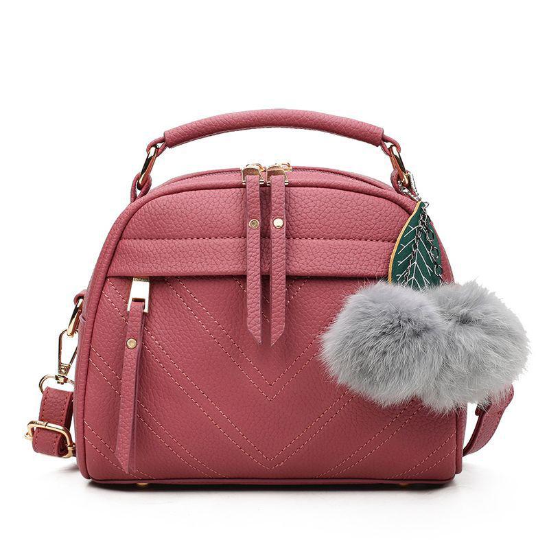 PU Leather Small Handbag For Women Girl Fashion Tassel Messenger Bags With Ball Female Shoulder Bags