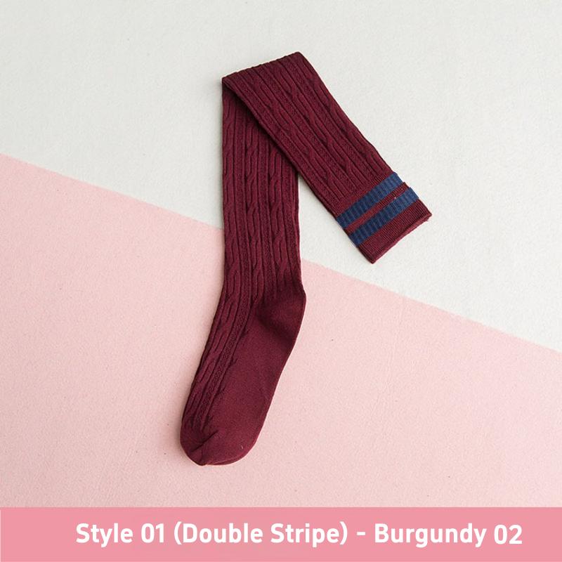 1 3 Pairs Women's Cotton Thigh High Socks Over The Knee Colorful Striped Pattern Casual Daily Wear Fashion Socks Black White