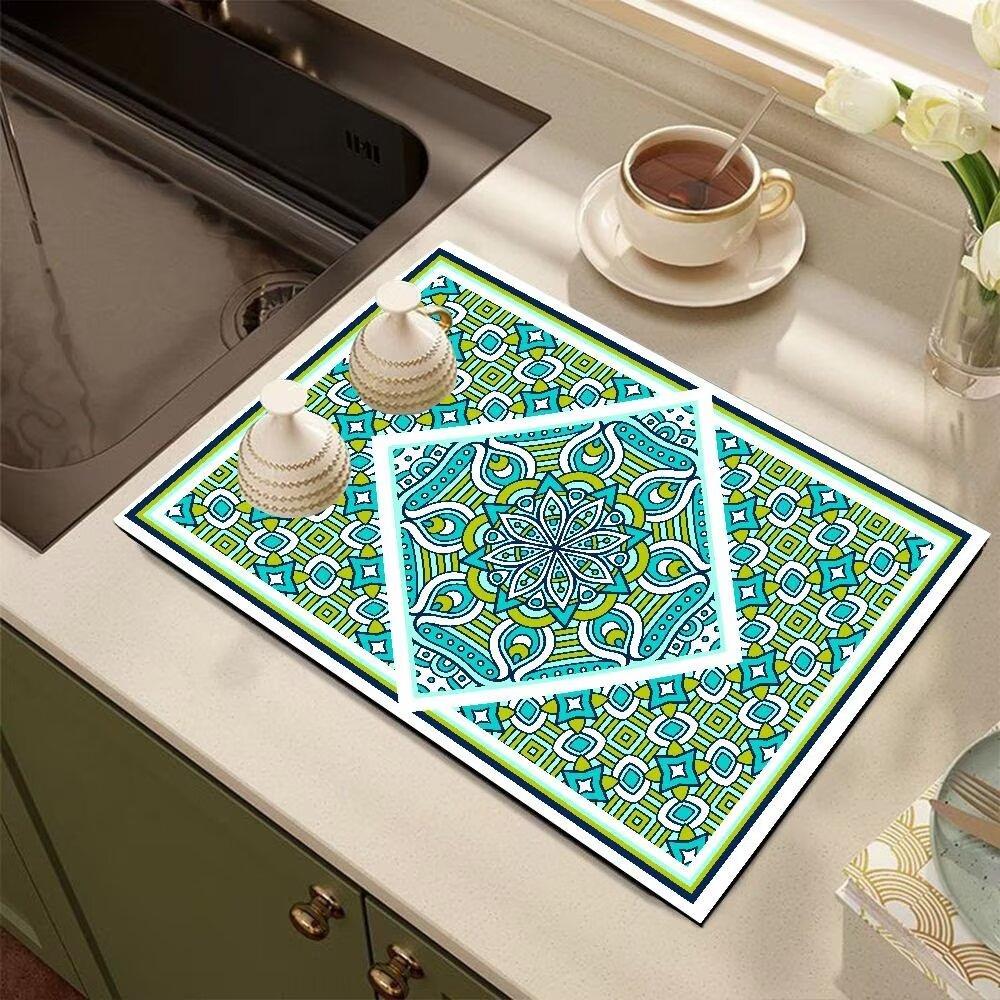 Diatomite Kitchen Countertop Draining Mat Sink Square Absorbent Mat Desktop Insulated Placemats Coasters Washable Carpet