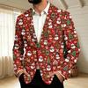Herren Corduroy Business Casual Weihnachtsdruck Anzugjacke für Feiertagsparty und Alltag