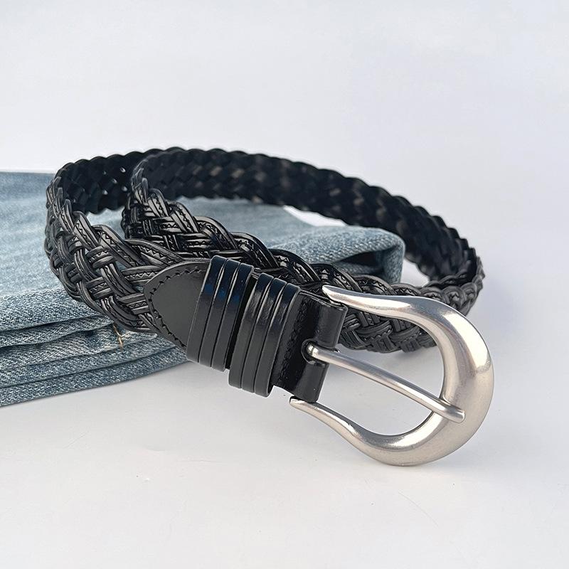 Non-hole Braided Retro Versatile Fashion Women's Belt with Casual Pants Jeans Women's Belt