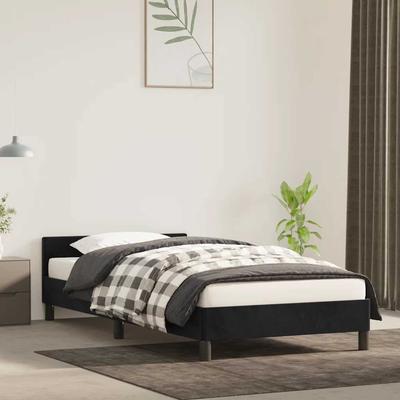 Vidaxl Rama Łóżka Z Zagłówkiem Bez Materaca, Czarna 90X190Cm Aksamitna