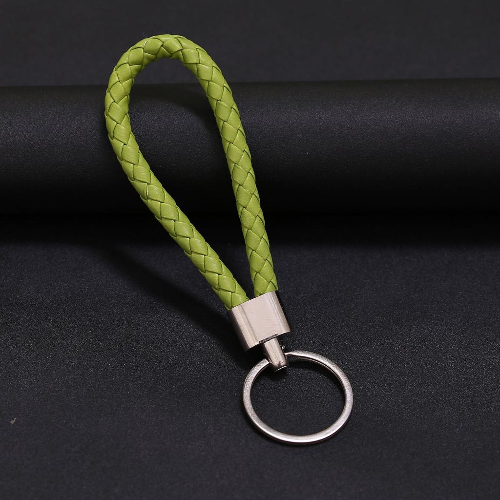 Braided Leather Keychain Loop with Metal Key Ring Durable Handwoven Strap for Keys Bags Backpacks Luggage Accessories