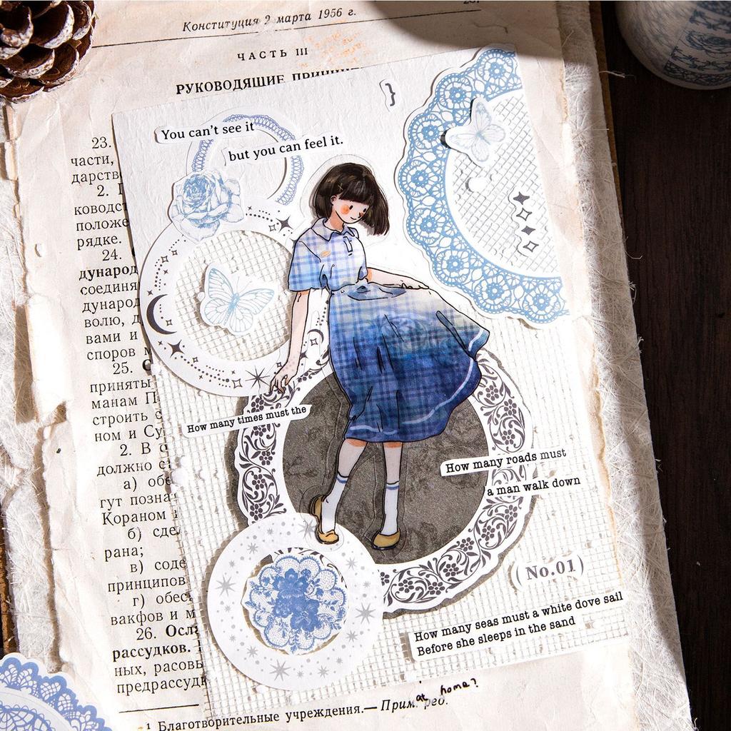 7.5cm×200cm Tape Girl Aesthetics Series Retro Lace Border Hand Account Decoration Materials Reusable Stickers