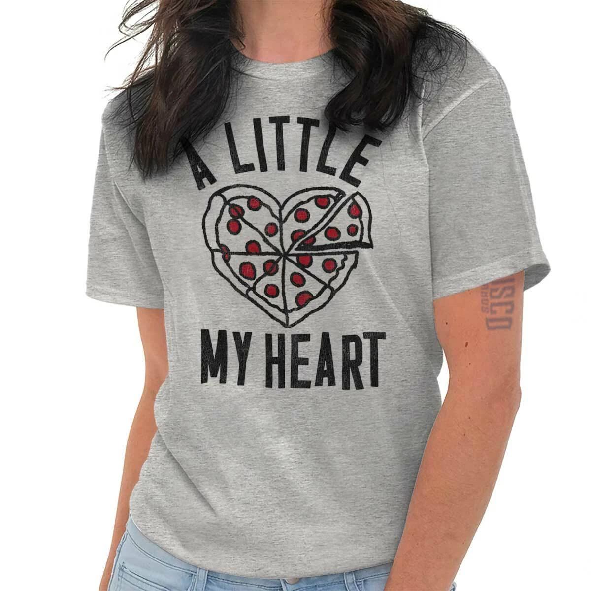 Valentine s Day A Piece of My Heart Pizza Womens Graphic Crewneck T Shirt Tee XS