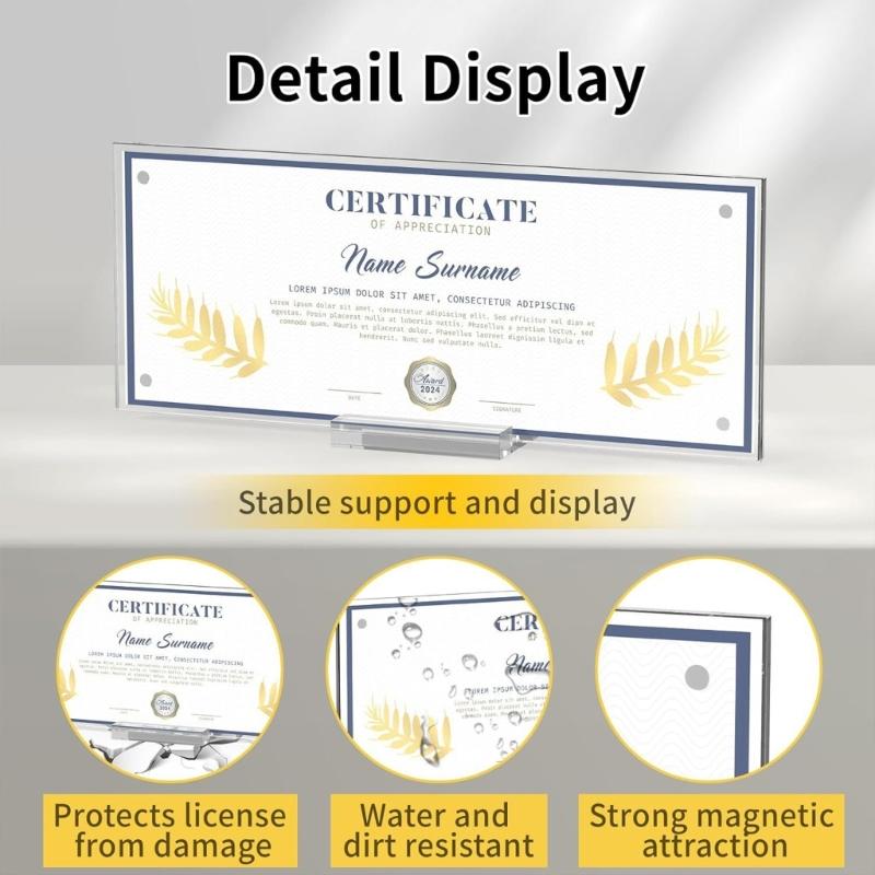Modern Simple Acrylic Photo Frame Magnetic Closure Easy Access Display Case For Money Artwork Certificates