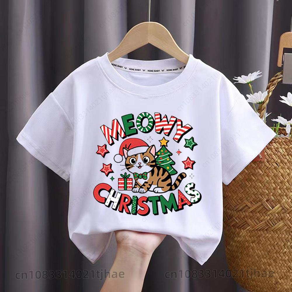 Merry Christmas Moose Graphics Kids Tshirts for Babys Santa Claus Christmas Party T-Shirt for Boys T Shirts for Girl Tops Tees