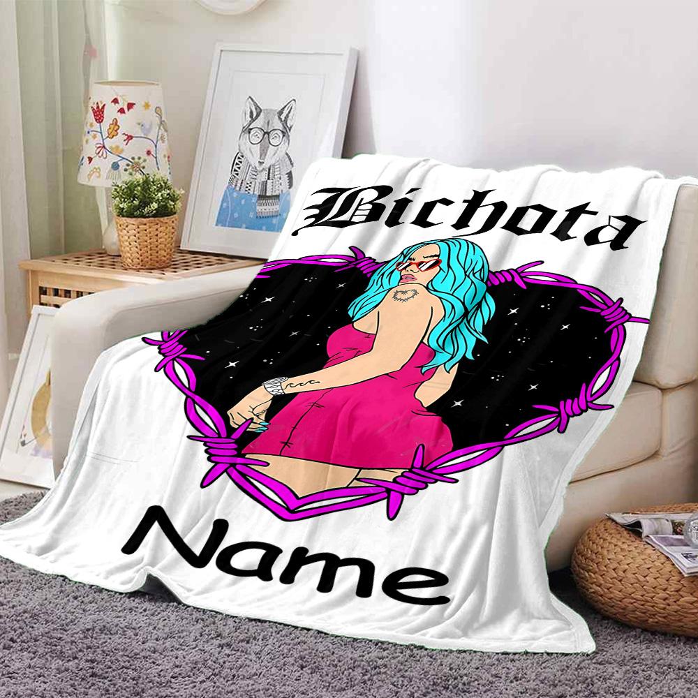 Customiz Name Personality singer Karol G Blanket Soft &Warm Sofa Office Bed Travel Lunch Break Blanket, Gift Suitable All Seasons