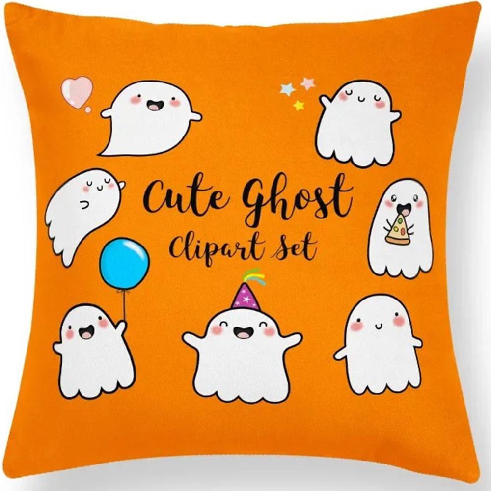 Halloween Dekorativt Kuddfodral Sött Spöke Pumpa Kattmönster Kuddfodral Lämpligt för Hem Vardagsrum Soffa Rum