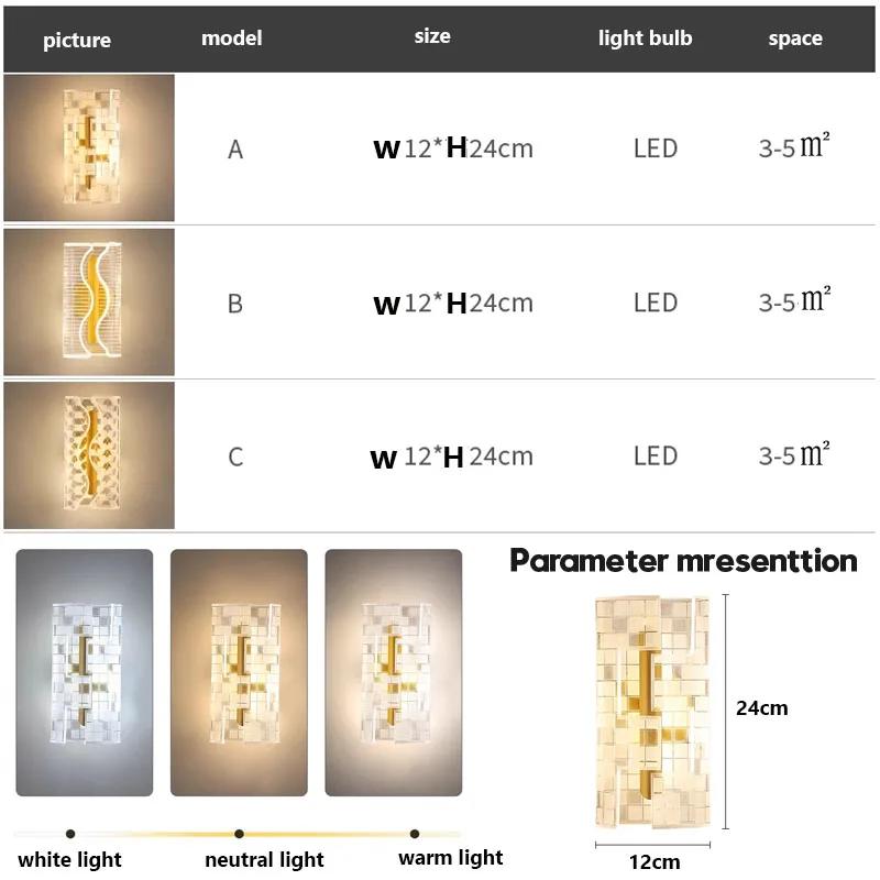 Lampă de perete din cristal acrilic Coridor de hotel Lumină Dormitor Noptier Lanternă decorativă Scară minimalistă Torță de tavan Hoom Decor