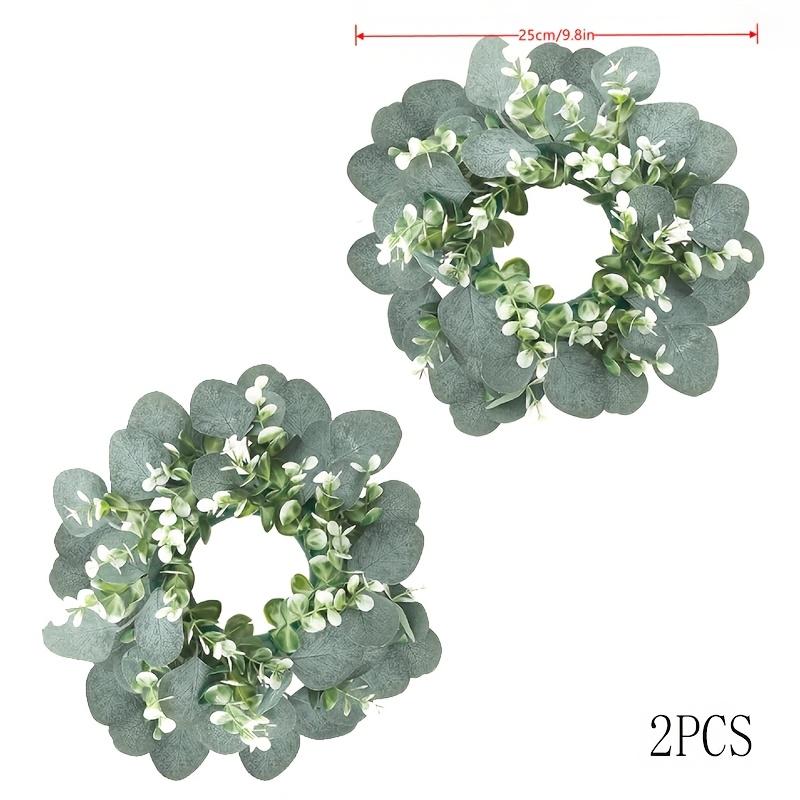 

2Pcs Mini Green Decorative Eucalyptus Leaves Wreath - Wall & Window Decoration for Wedding & Party 2pcs pack