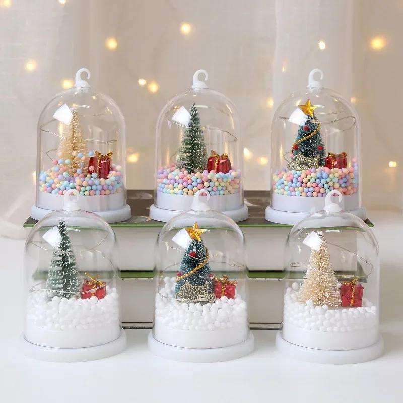 

Christmas LED Ball Shape Lamp Ornaments Xmas Tree Hanging Decor Pendant Plastic Transparent Luminous Decorations New Year Bulb