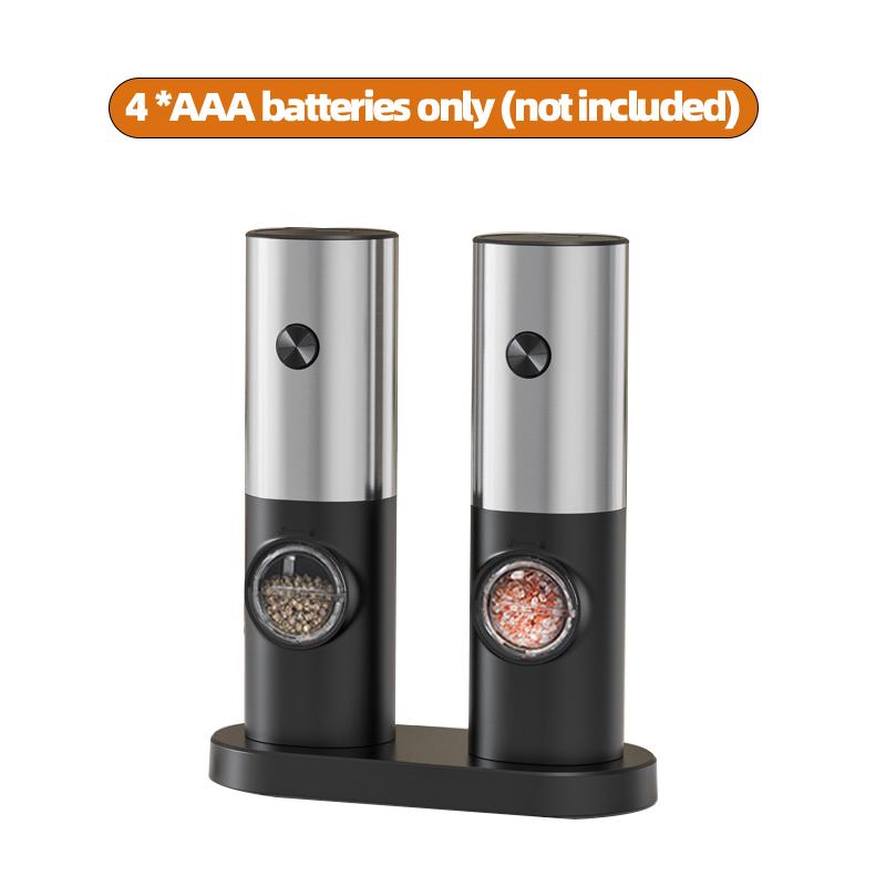 Electric Salt and Pepper Grinder Set, Automatic Pepper Mills with Adjustable Coarseness - Battery Operated Spices Shaker w/LED