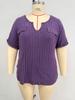 2026 Spring/Summer Plus Size Women's V-Neck Short Sleeve Solid Color Pullover T-Shirt