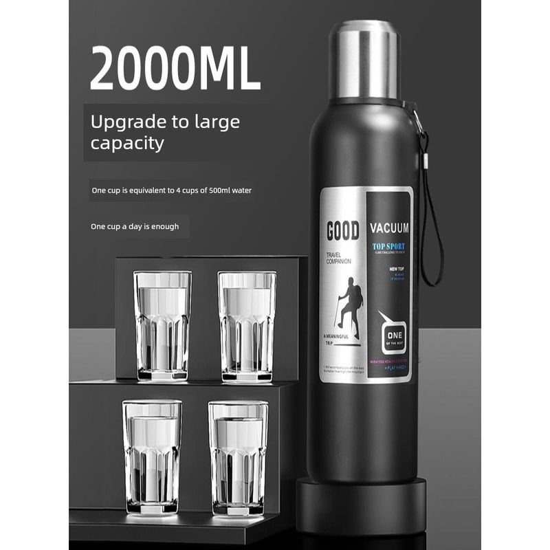 316 Stainless Steel Inner Tank Vacuum All-Steel Thermos Pot for Men, Portable Large-Capacity Thermos Cup for Outdoor Travel and Mountaineering