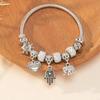 Obega Key Lock Crown Charm Bracelet Pink Glass Beads Elephant Bear Fatima Hand Clock Charm Bracelets Women Jewelry Love Gift