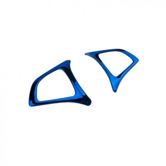 For Mercedes-Benz GLC 2016- Steel Blue Steering Wheel Switch Cover Trim 2PCS