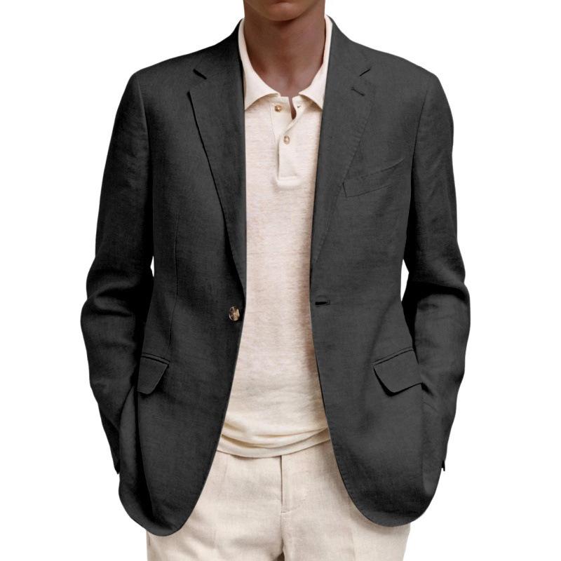 2026 New Spring and Autumn Men's Long-Sleeve Turn-Down Collar Faux-Pocket Business Casual Blazer