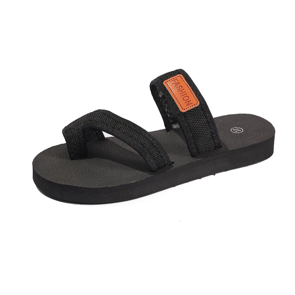 Summer set of toe large size cool slippers new round head fashion casual cross one-word thick-bottomed beach slippers