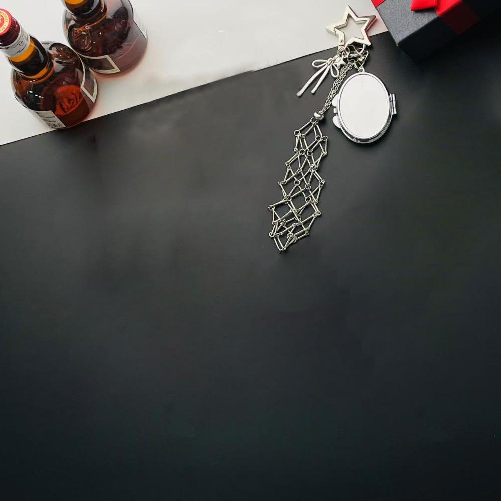 Stainless Steel Metal Net Pocket Lipstick Bag Keychain Interchangeable Silver Color Lip Balm Keychain Y2K Charm Bag Accessories