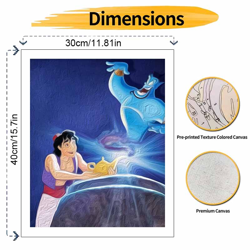 Disney Aladdin Genie Lamp DIY Oil Painting Art Painting Kit Home Wall Decor Handmade Gift For Room Bedroom Living Room Wall Art Decor