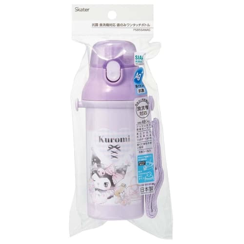 Skater Water Bottle Kuromi Sanrio 480ml Children's Antibacterial Plastic Child Friendly Lightweight Made In Japan PSB5SANAG-A