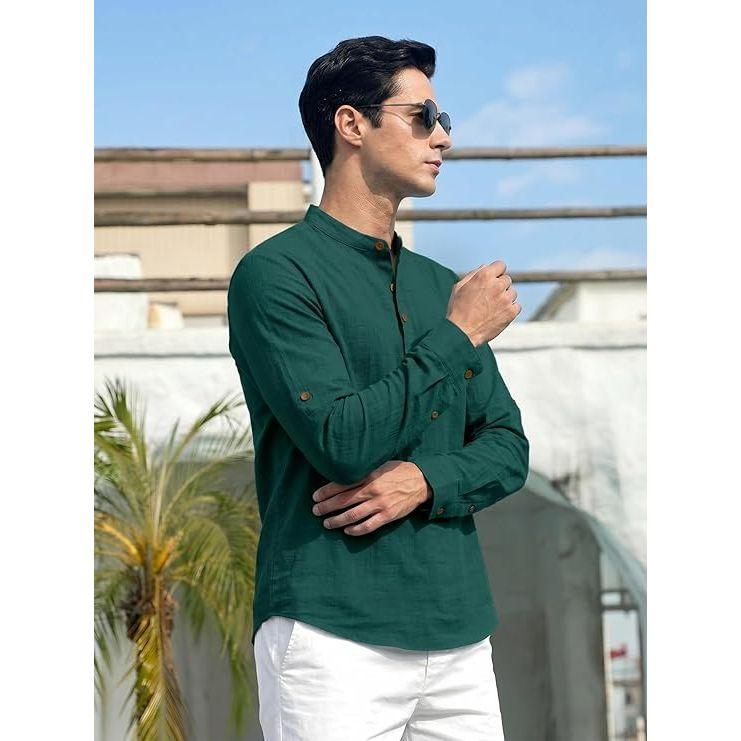 Men's Cotton Blend Full Sleeve Kurta Shirts Pack of 1 Designed for Festive Moments, Cultural Functions, or Casual Gatherings